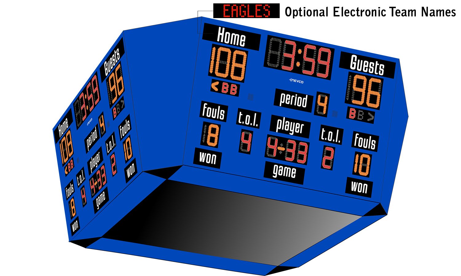 High School Gymnasium Scoreboards - 10' Basketball Scoreboards