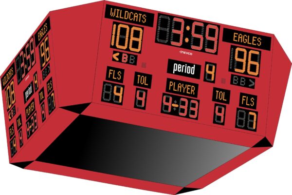 Nevco Basketball/Volleyball/Wrestling 2770 Scoreboard w/ Shot Clocks, 8' x  6' - A91-121